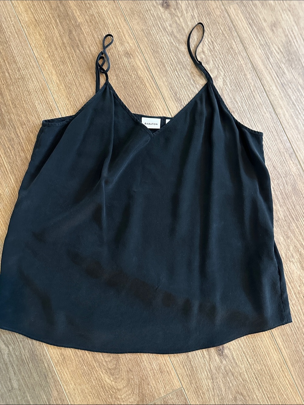 Babaton Black Silk V-Neck Camisole